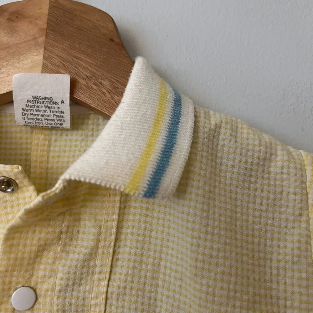 Vintage Yellow Seersucker Puppy Kitten Romper Size 6-9 Months
